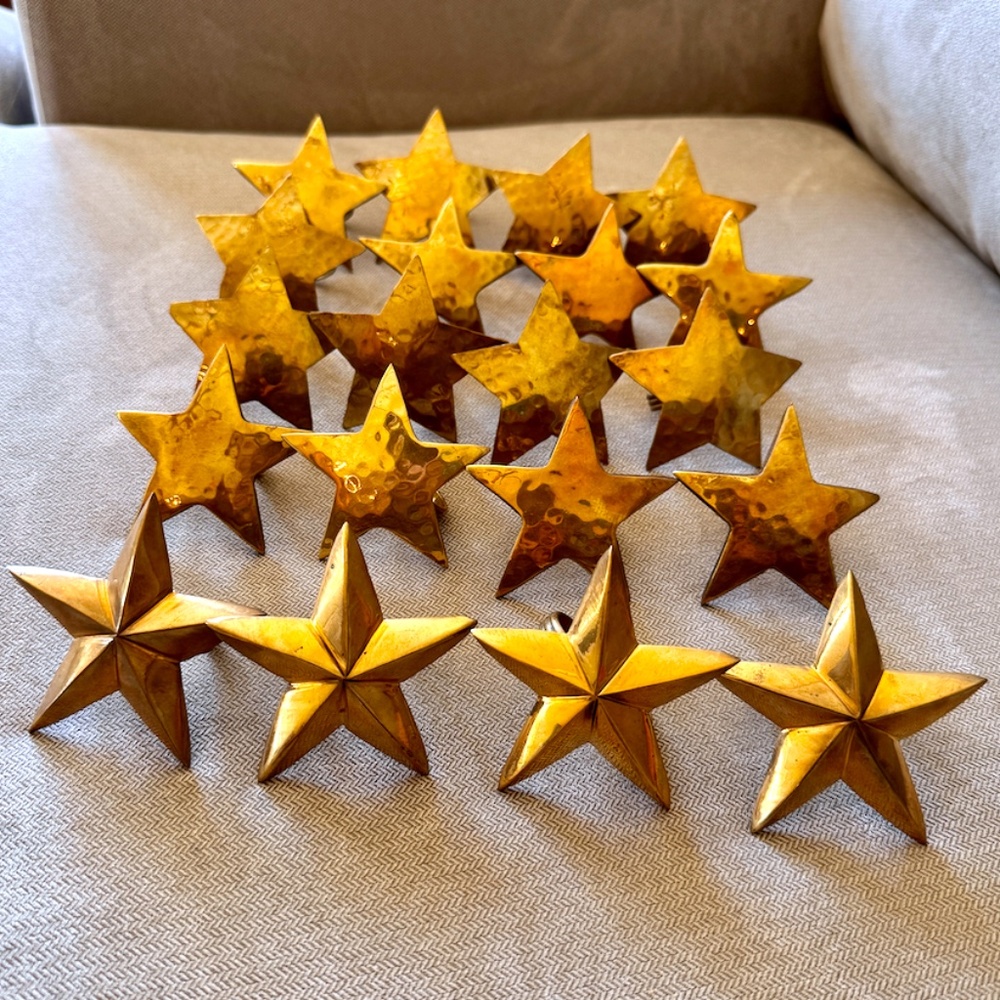 20 Brass Star shaped Napkin Rings Made in INDIA